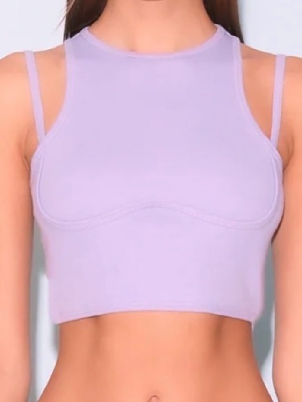 NWT Fleur Du Mal Strappy Ribbed Crop Tank Lavender Lilac Underbust Corset Style
